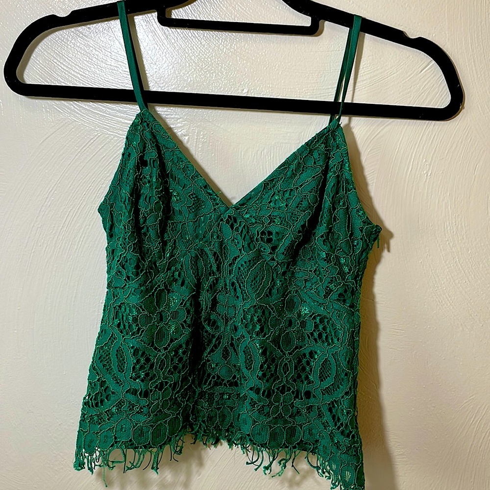 Green Lace Top Zip Up